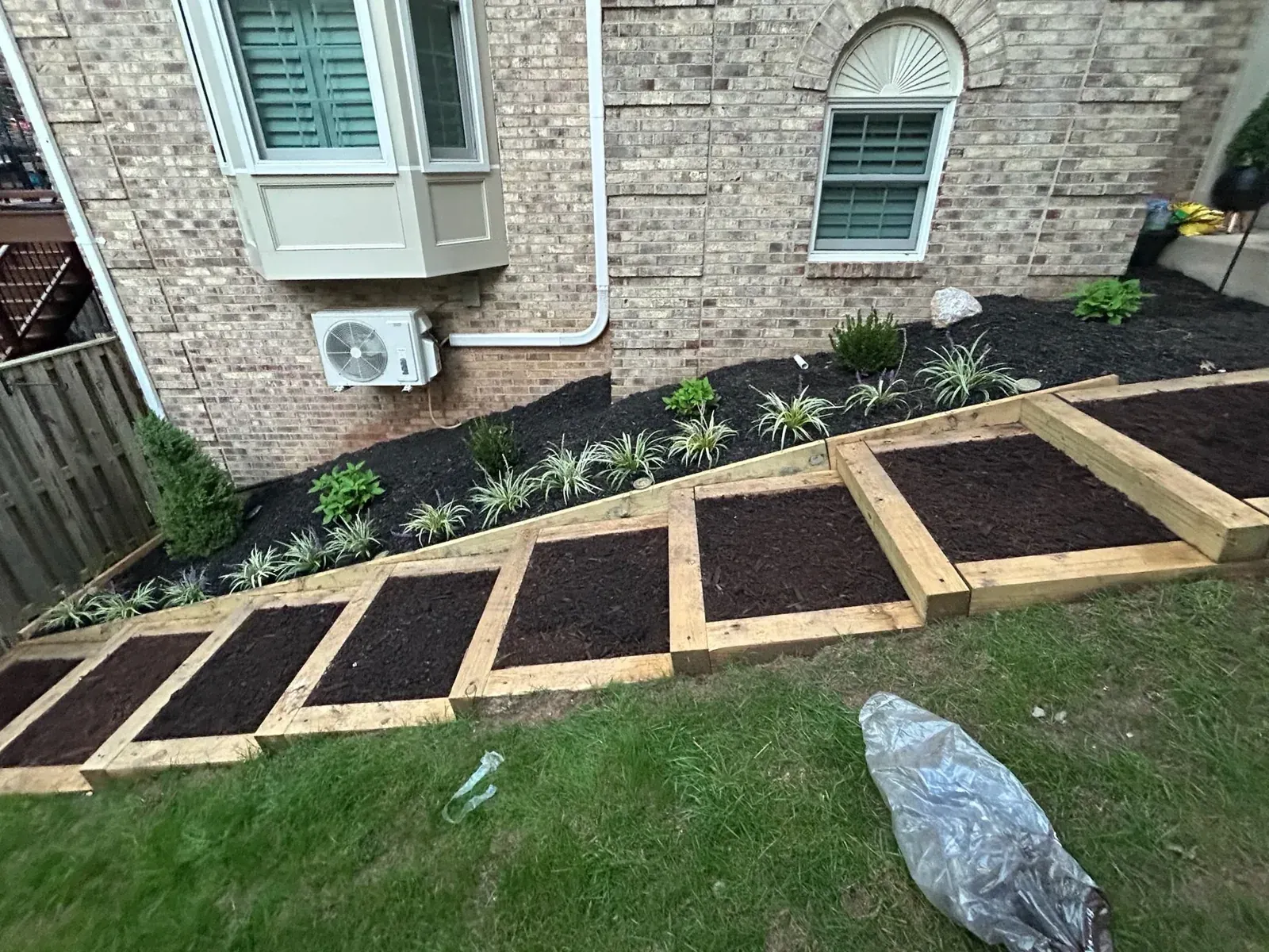 Planting beds and stone walkway, Patios & stonework